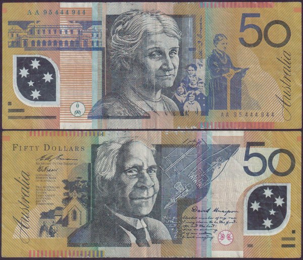 1995 Australia $50 Fraser/Evans (1st prefix) L001972